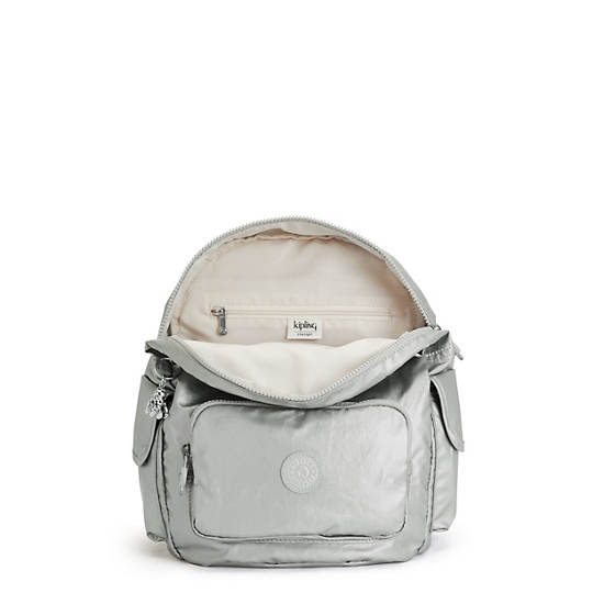 Mochilas Kipling City Pack Small Metallic Plateados | MX 1514KO